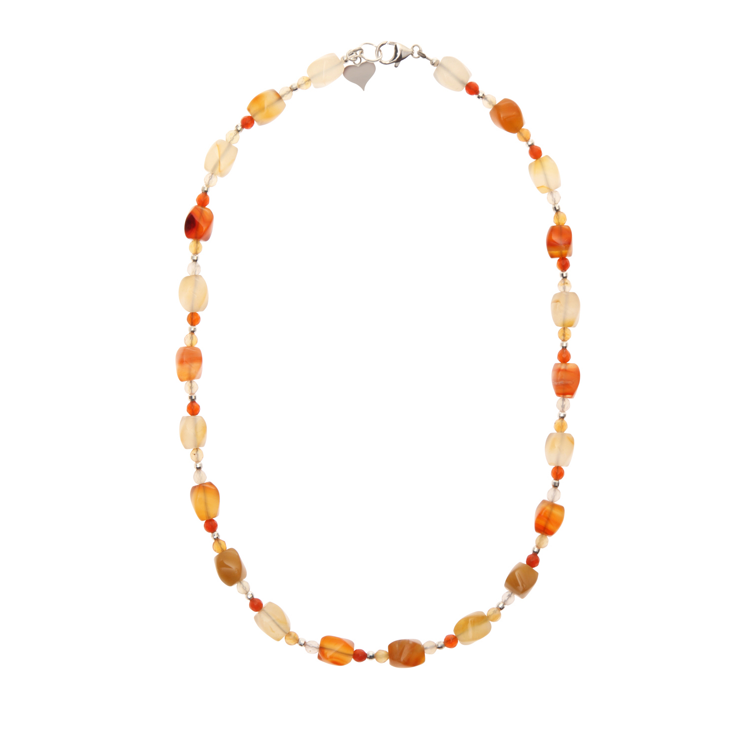 Carnelian Swirl Drum Handmade Necklace In Sterling Silver - Astbury Collection