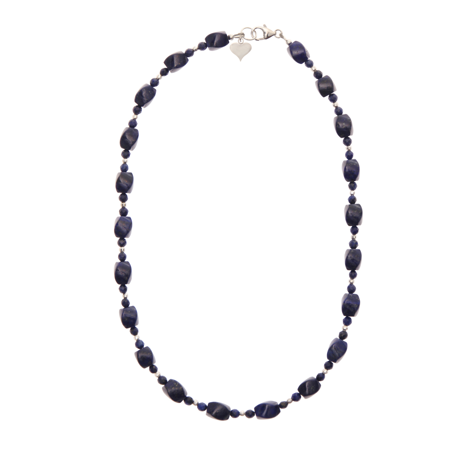 Lapis Lazuli Twisted Drum Necklace In Sterling Silver - Astbury Collection