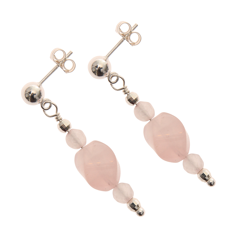 Rose Quartz Handmade Earrings in Sterling Silver - Astbury Collection
