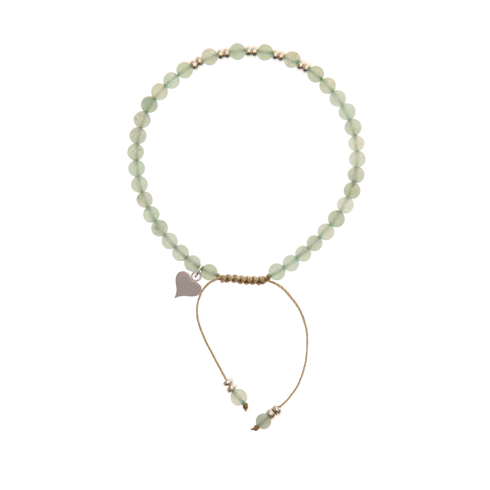 Green Aventurine Friendship Style Handmade Bracelet in Sterling Silver - Dorsey Collection