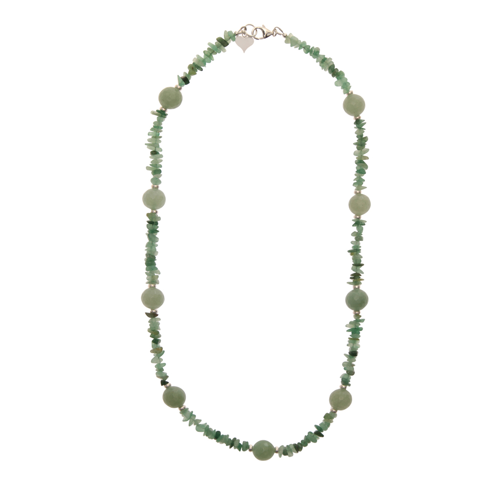 Green Aventurine Small Nugget Handmade Necklace in Sterling Silver - Dorsey Collection
