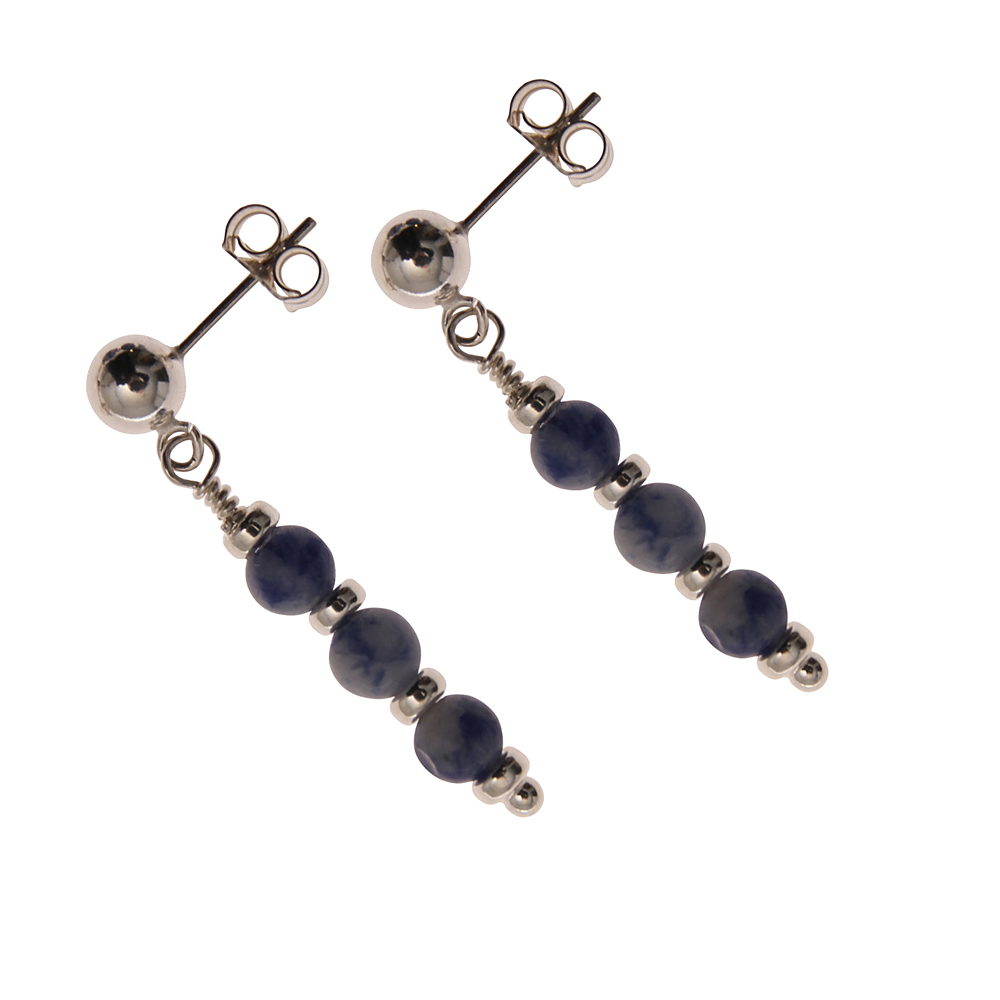 Sodalite Handmade Earrings in Sterling Silver - Dorsey Collection